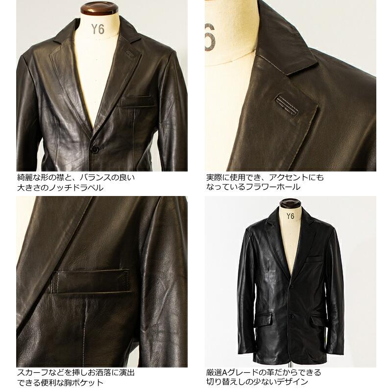 LIUGOO 本革 レギュラーフィットレザーテーラードジャケット メンズ