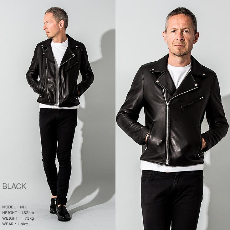 FILLMORE 本革 ディアスキンダブルライダースジャケット メンズ フィルモア DRY13Aの画像