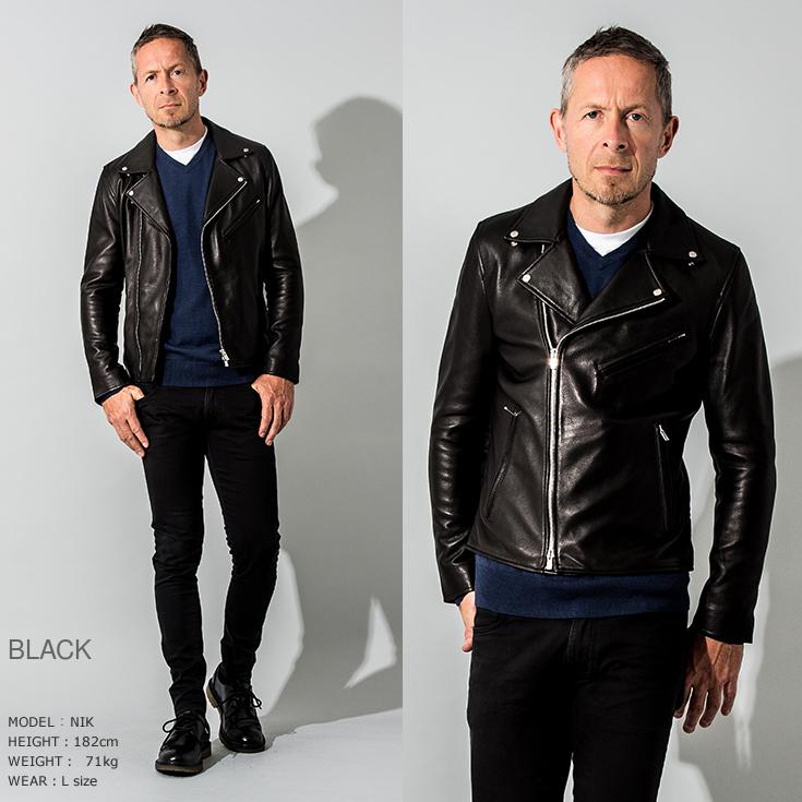 FILLMORE 本革 ディアスキンダブルライダースジャケット メンズ フィルモア DRY13Aの画像