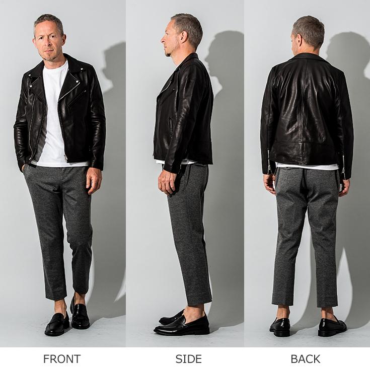FILLMORE 本革 ディアスキンダブルライダースジャケット メンズ フィルモア DRY13Aの画像