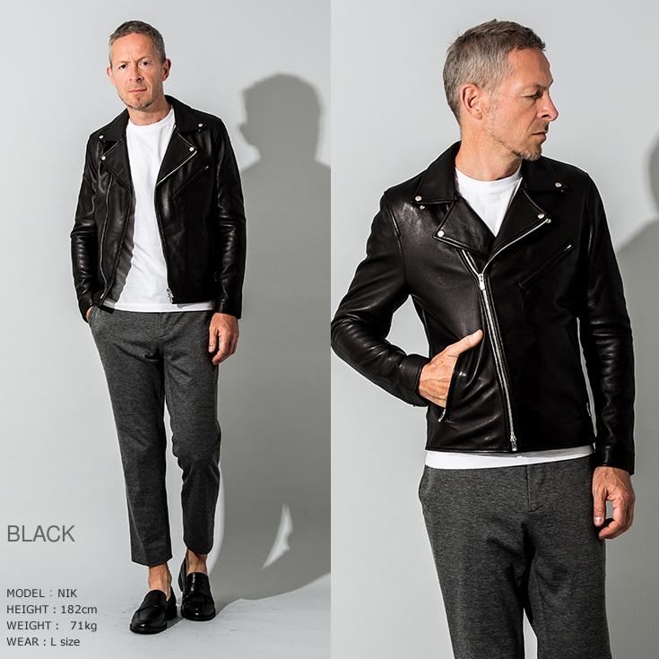 FILLMORE 本革 ディアスキンダブルライダースジャケット メンズ フィルモア DRY13Aの画像