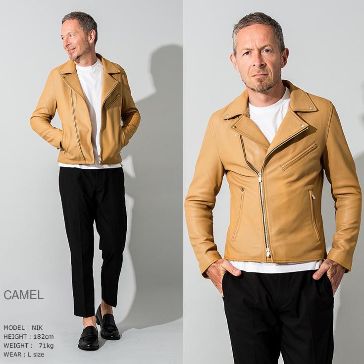FILLMORE 本革 ディアスキンダブルライダースジャケット メンズ フィルモア DRY13Aの画像