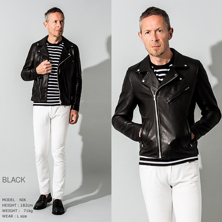 FILLMORE 本革 ディアスキンダブルライダースジャケット メンズ フィルモア DRY13Aの画像