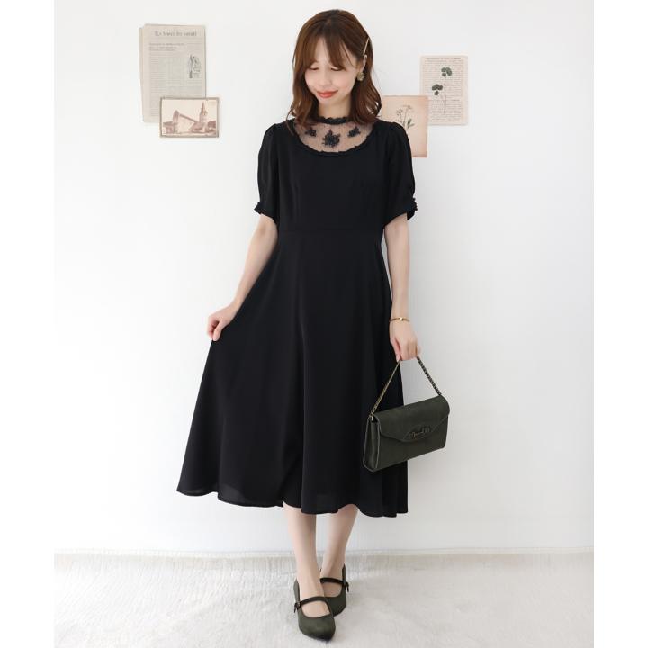 アンアナザーアンジェラス（an another angelus）/【オケージョン】ローズ刺繍 ヨーク透け ワンピース パーティドレス 結婚式 二次会 an another angelus（アンアナザーアンジェラス） 【オケージョン