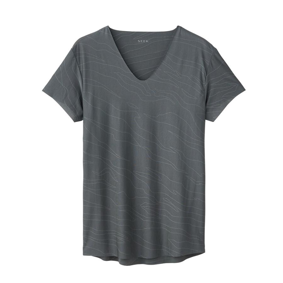 SEEK】【カットオフ】【ジャガード】VネックTシャツ