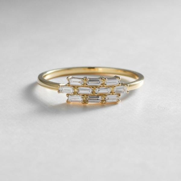 K18ダイヤモンド バゲットカットクラスター リングの画像