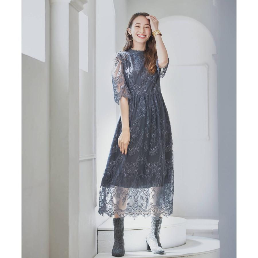 DRESS STAR（ドレススター） レーススタンドカラーワンピースドレス