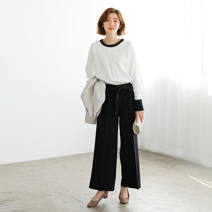 【２点セット】〈ワイドパンツ〉スゴく伸びる全方向ストレッチ！洗えて型くずれしないセットスーツ_12