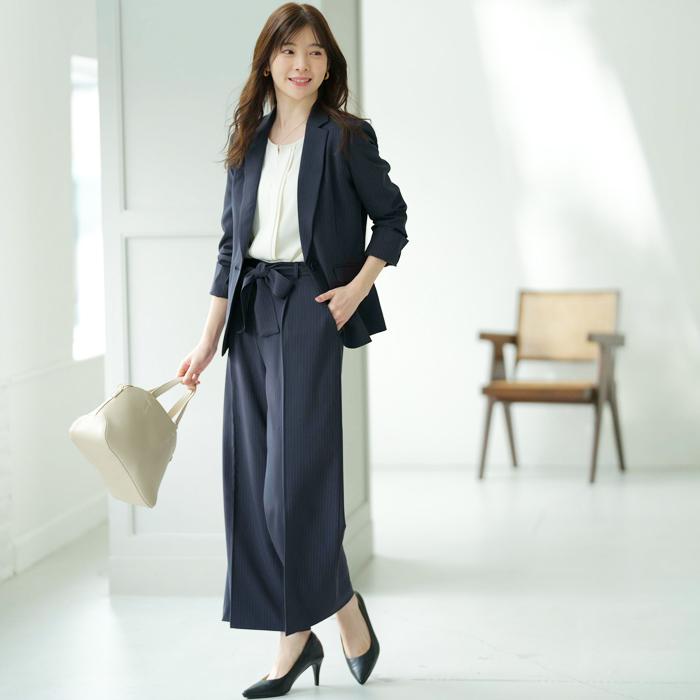 【２点セット】〈ワイドパンツ〉スゴく伸びる全方向ストレッチ！洗えて型くずれしないセットスーツ_15