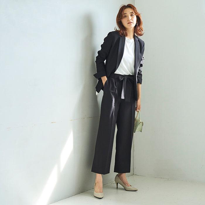 【２点セット】〈ワイドパンツ〉スゴく伸びる全方向ストレッチ！洗えて型くずれしないセットスーツ_2