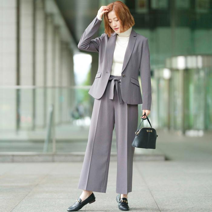 【２点セット】〈ワイドパンツ〉スゴく伸びる全方向ストレッチ！洗えて型くずれしないセットスーツ_4