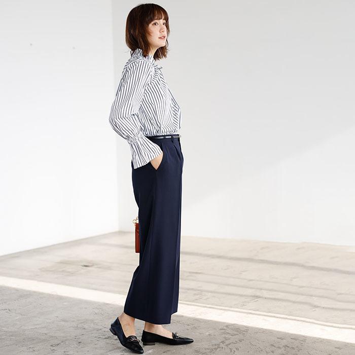 【２点セット】〈ワイドパンツ〉スゴく伸びる全方向ストレッチ！洗えて型くずれしないセットスーツ_5