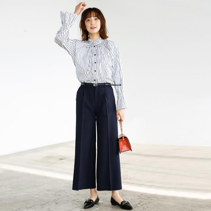 【２点セット】〈ワイドパンツ〉スゴく伸びる全方向ストレッチ！洗えて型くずれしないセットスーツ_7