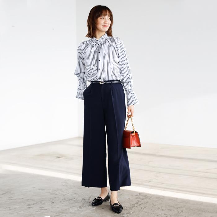 【２点セット】〈ワイドパンツ〉スゴく伸びる全方向ストレッチ！洗えて型くずれしないセットスーツ_8