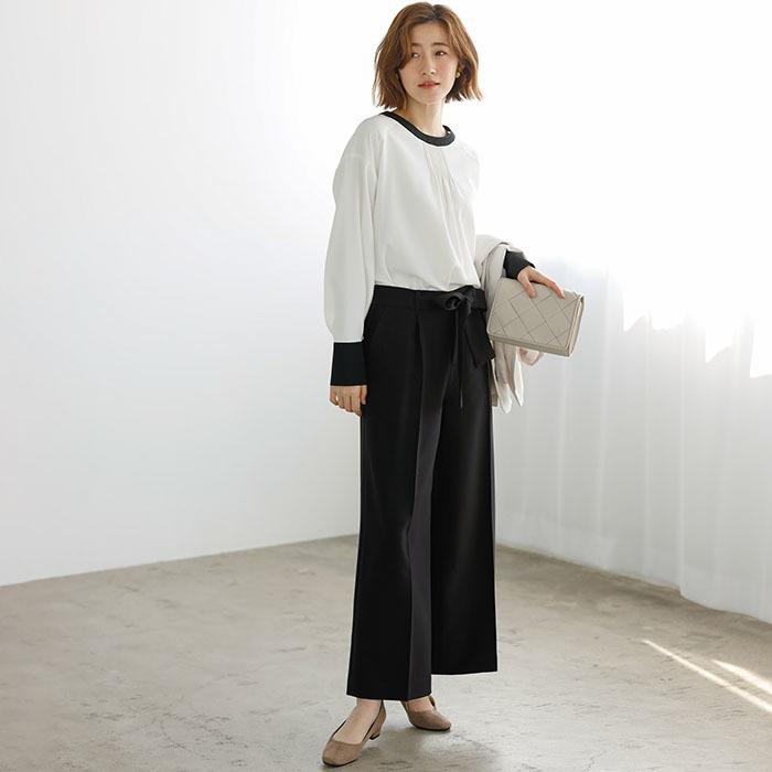 【２点セット】〈ワイドパンツ〉スゴく伸びる全方向ストレッチ！洗えて型くずれしないセットスーツ_9