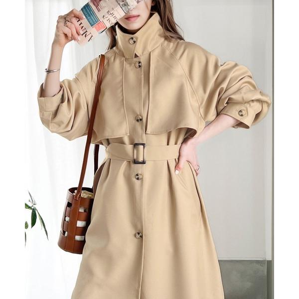 【美品】6 BIG TRENCH COAT シルク混 ビックシルエット 大人レトロ降臨。2wayビッグカラーボリュームスリーブトレンチコート