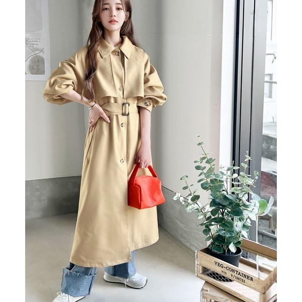 【美品】6 BIG TRENCH COAT シルク混 ビックシルエット 大人レトロ降臨。2wayビッグカラーボリュームスリーブトレンチコート