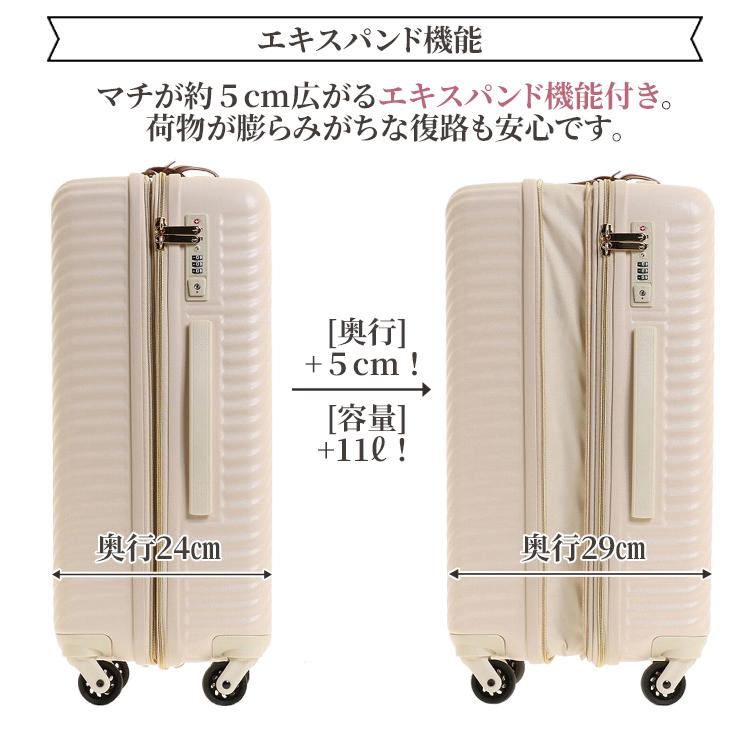 HaNT×ジュエルナコラボ スーツケース Mサイズ 46L  キャスターストッパー かわいい 花柄の画像