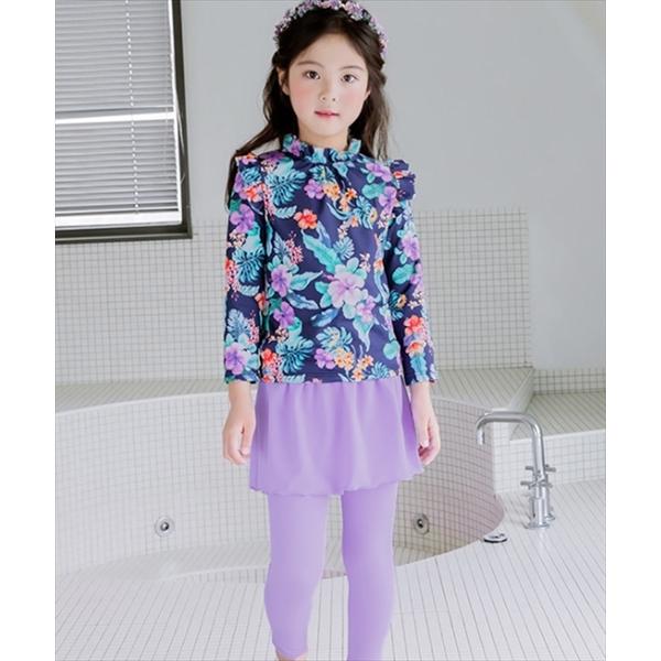 キッズ水着 長袖フローラル柄トップス+スカート付きレギンス 上下2点セット | TeddyShop | 11