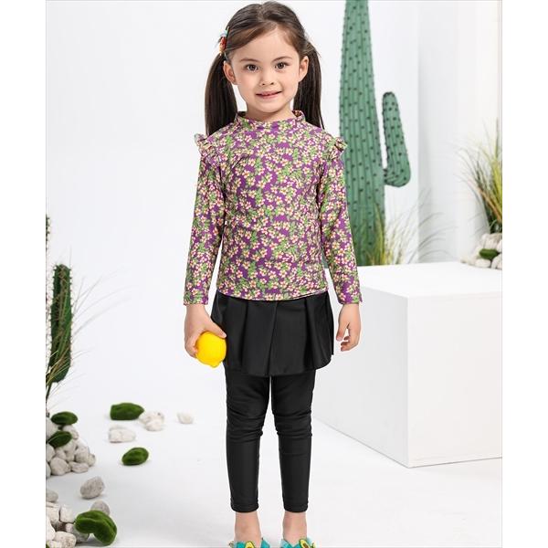 キッズ水着 長袖フローラル柄トップス+スカート付きレギンス 上下2点セット | TeddyShop | 19