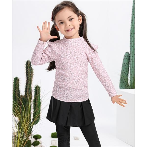 キッズ水着 長袖フローラル柄トップス+スカート付きレギンス 上下2点セット | TeddyShop | 03