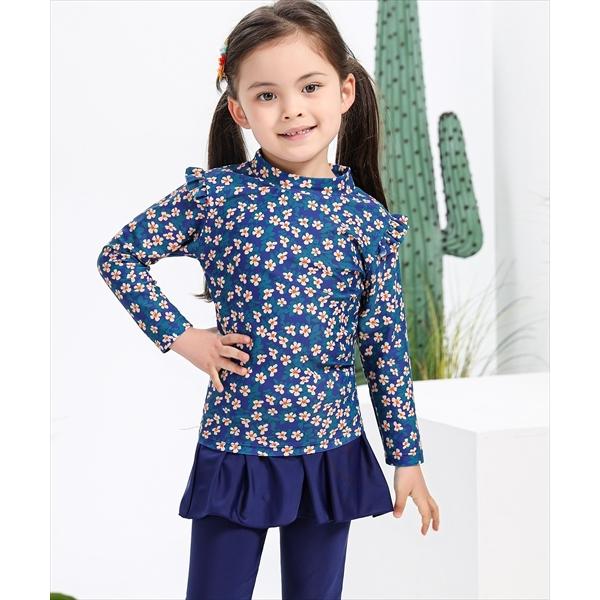 キッズ水着 長袖フローラル柄トップス+スカート付きレギンス 上下2点セット | TeddyShop | 05