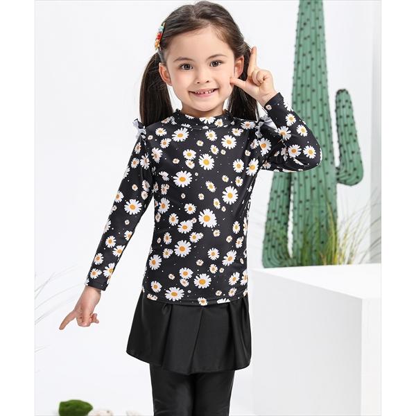 キッズ水着 長袖フローラル柄トップス+スカート付きレギンス 上下2点セット | TeddyShop | 07