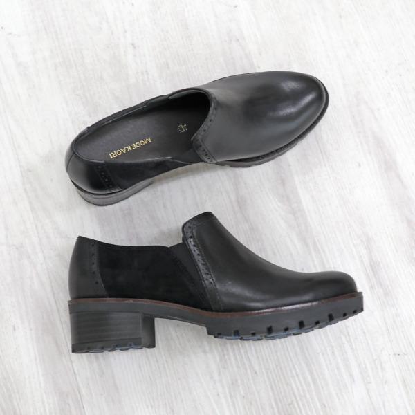 モードカオリ トラックソールコンビスリッポン 本革】 トラックソールコンビスリッポン 21471 （ブラック/C