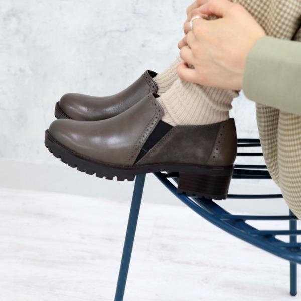 モードカオリ トラックソールコンビスリッポン 本革】 トラックソールコンビスリッポン 21471 （ブラック/C