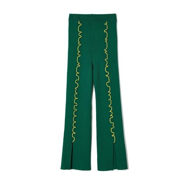 soduk／スドーク／colored stitch slit knit trousers／カラーステ