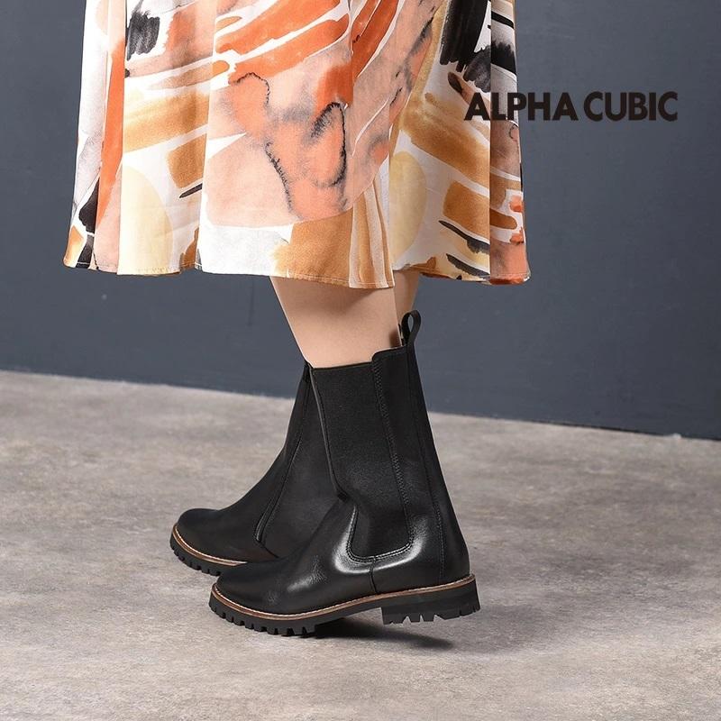 vabeene ALKA★本革ショートブーツ★36★23★試着のみ ALPHA CUBIC（アルファ キュービック） 【本革】〔撥水〕サイドゴア