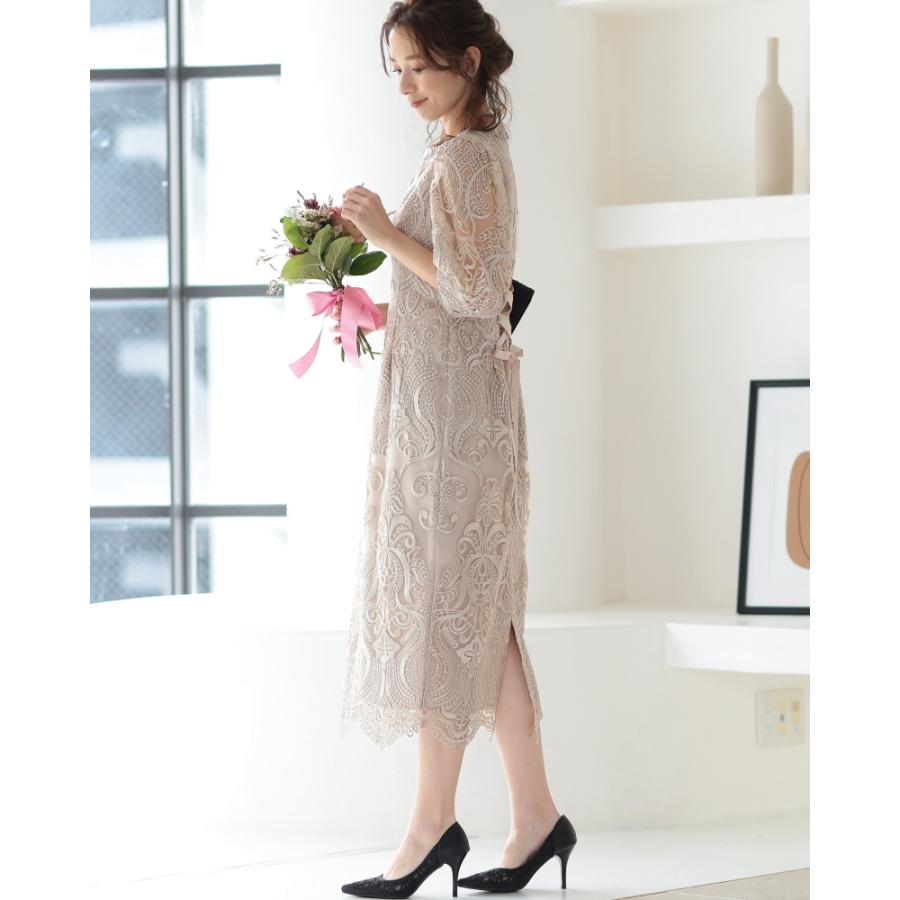 PREFERIR（プレフェリール） 刺繍レースバックリボン結婚式パーティ