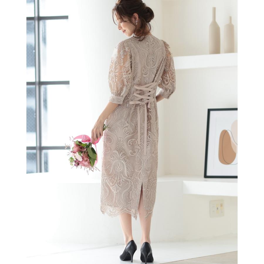 PREFERIR（プレフェリール） 刺繍レースバックリボン結婚式パーティ