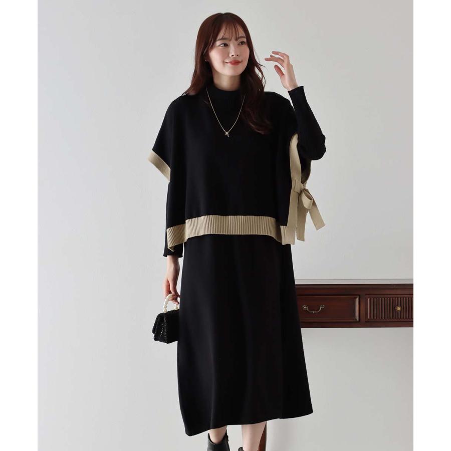 BLUEEAST（ブルーイースト） 【選べる2丈】サイドリボンケープニット