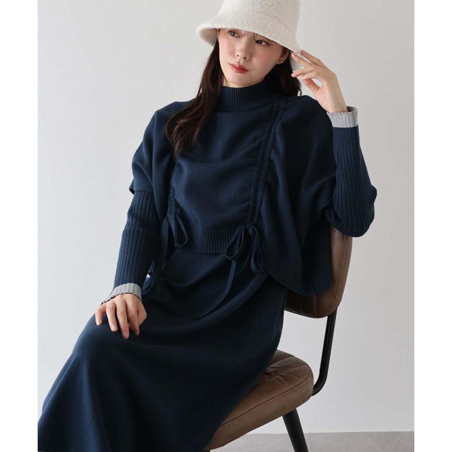 BLUEEAST（ブルーイースト） 【選べる2丈】サイドリボンケープニット