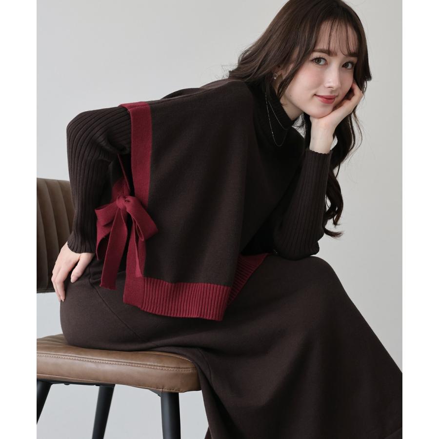 BLUEEAST（ブルーイースト） 【選べる2丈】サイドリボンケープニット