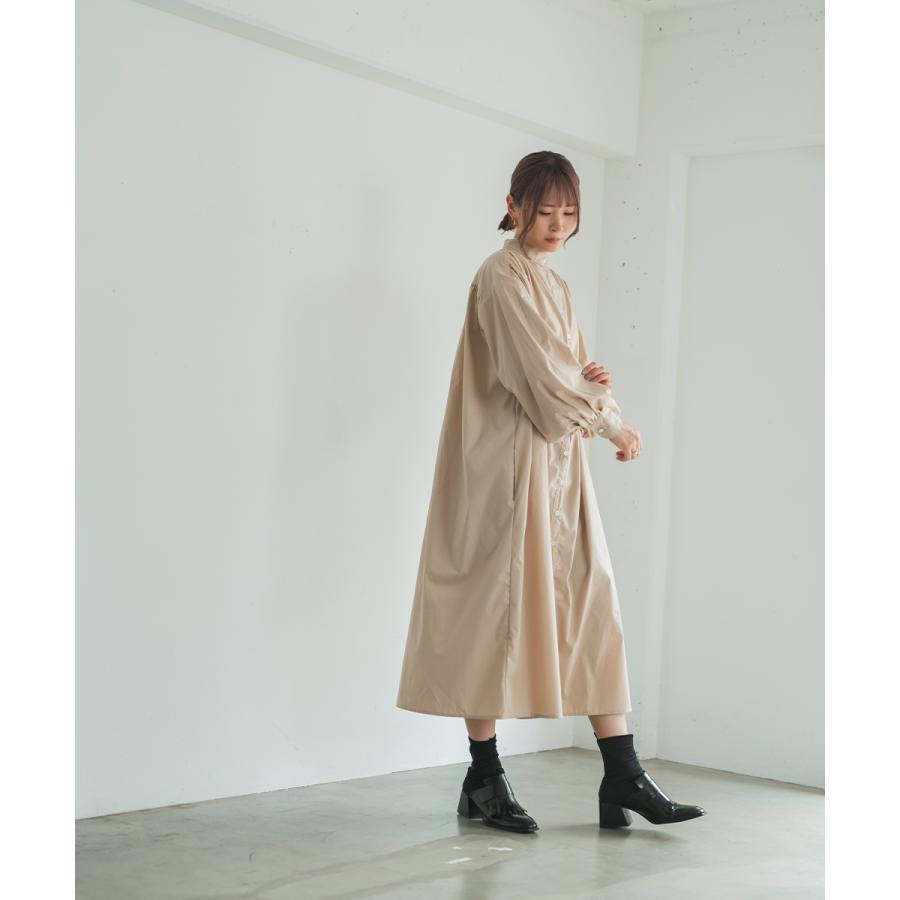 mi-mama☆45R リネン ジャケット メゾンジゴ シャツワンピース riziere 【MOM】ノーアイロンバンドカラーシャツワンピース