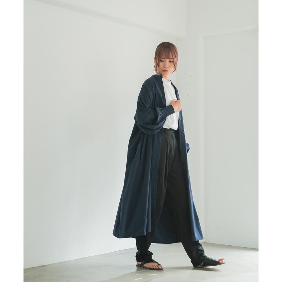 mi-mama☆45R リネン ジャケット メゾンジゴ シャツワンピース riziere 【MOM】ノーアイロンバンドカラーシャツワンピース