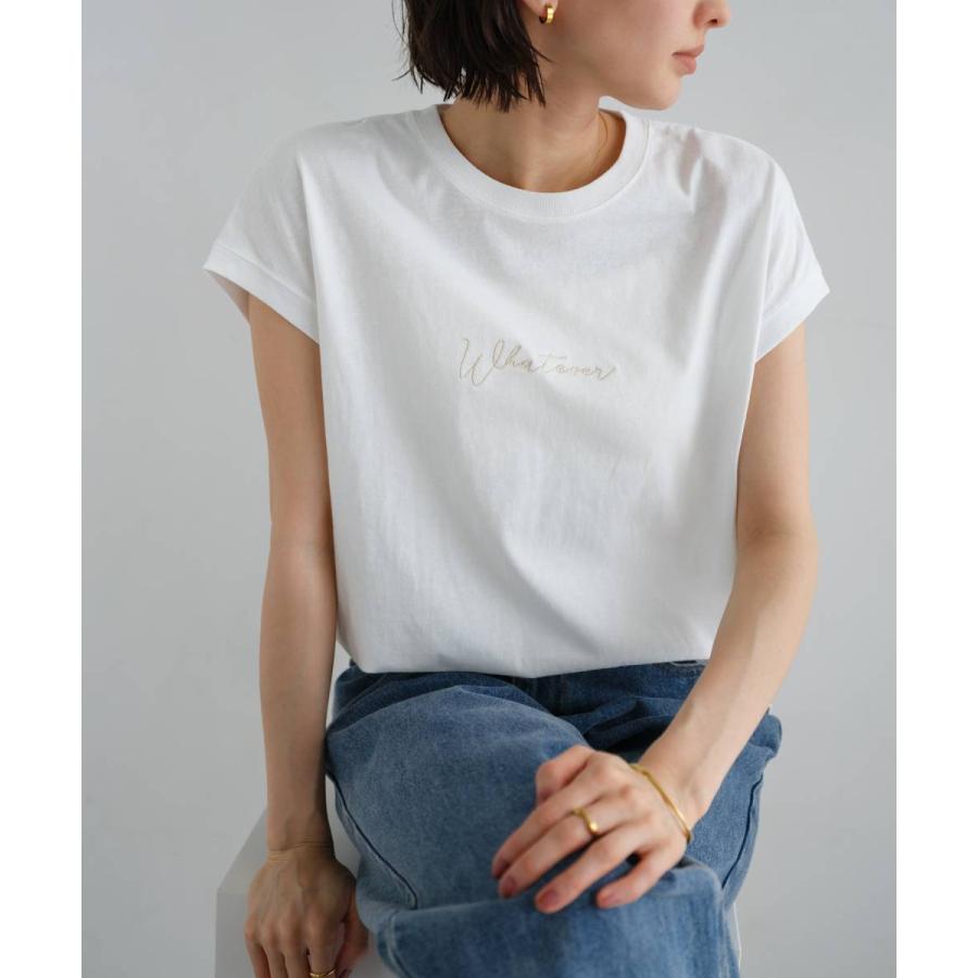andme（アンドミー） コットン 天竺 エンブロイダリー ロゴ フレンチ 