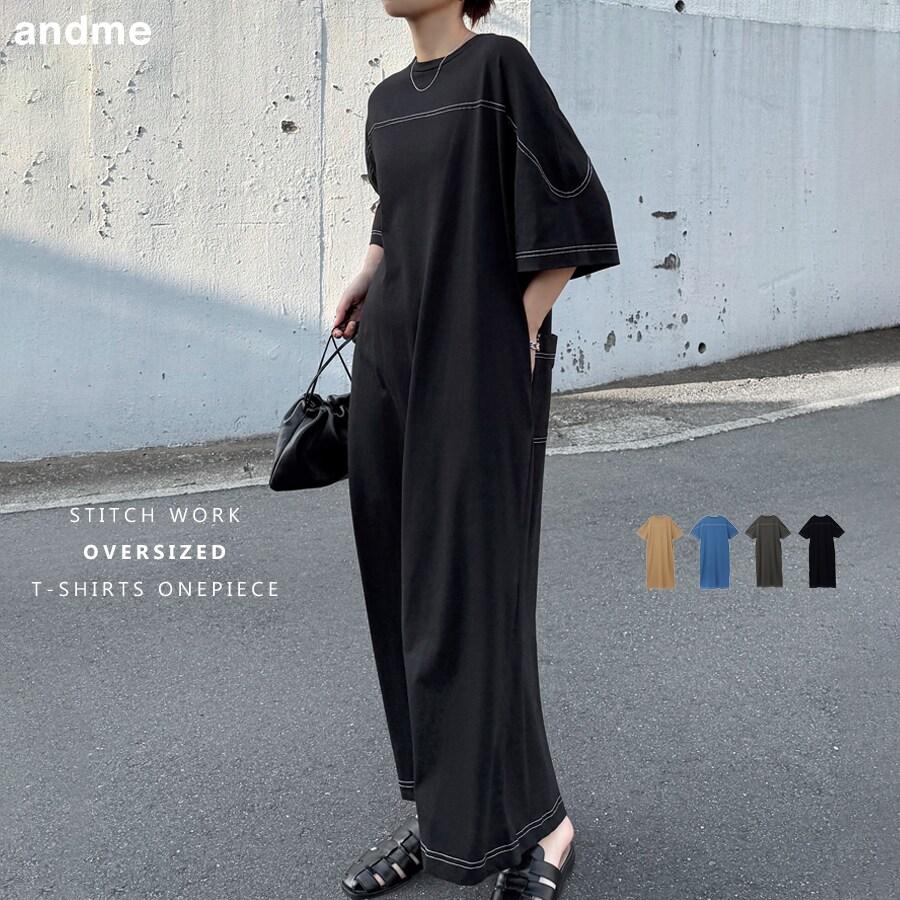andme（アンドミー） 配色ステッチ オーバーサイズ 半袖 Tシャツ