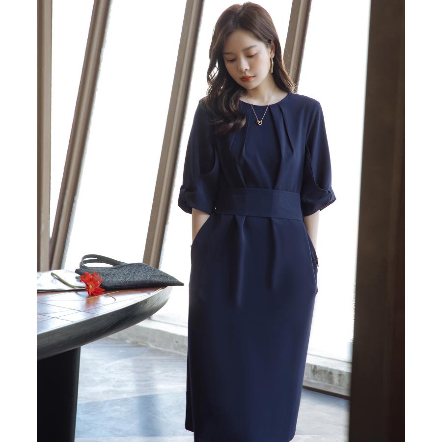 極美品⭐︎Max Mara 濃紺 リボンベルト コクーン ドレスワンピース 42 DRESS STAR（ドレススター） パーティードレス ワンピース コクーン