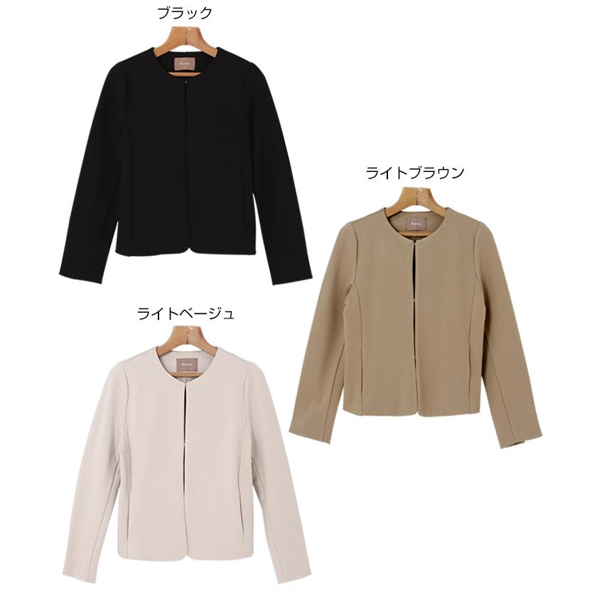 andme（アンドミー） ポンチ クルーネック ノーカラー ジャケット