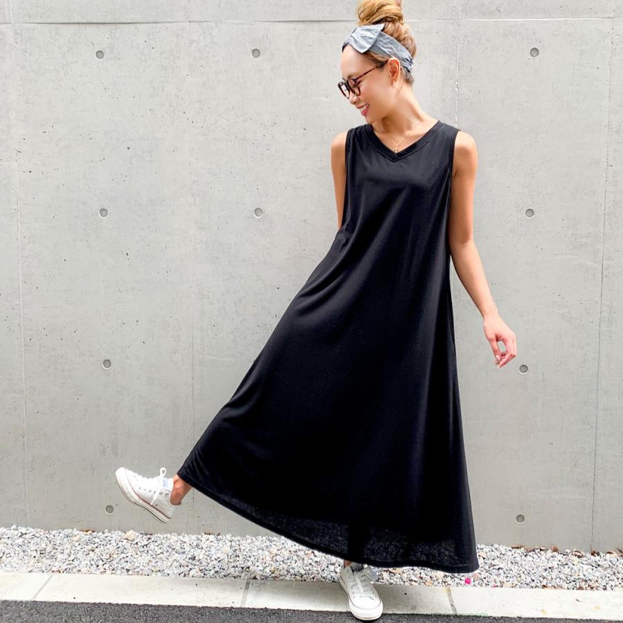 JUNOAH（ジュノア） Aラインノースリーブマキシ丈ワンピース : マルイ