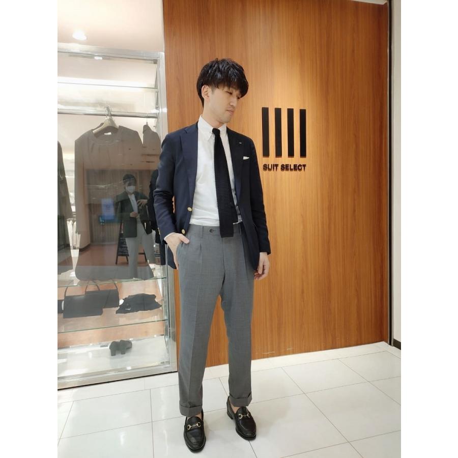 SUIT SELECT 【オールシーズン】2釦ジャケット ネイビー無地 メタル釦