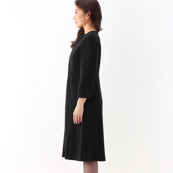 INFINEフォーマルワンピース INFINE 【喪服/礼服/ブラックフォーマルスーツ】レース使い長袖