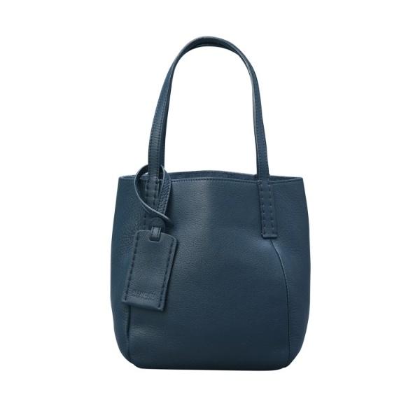 極美品✨ヒロフ ロシェ レザー トート ハンドバッグ S ネイビー ロゴ