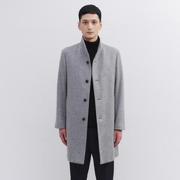 【TAKEOKIKUCH】美品タケオキクチ カシミヤ スタンドコート ロング 4 ウールカシミヤブレンド】ビーバー調 スタンドカラー コート（スタンド