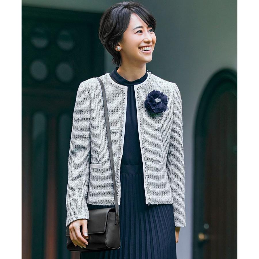 23区 ブライトシャインツィード ノーカラージャケット