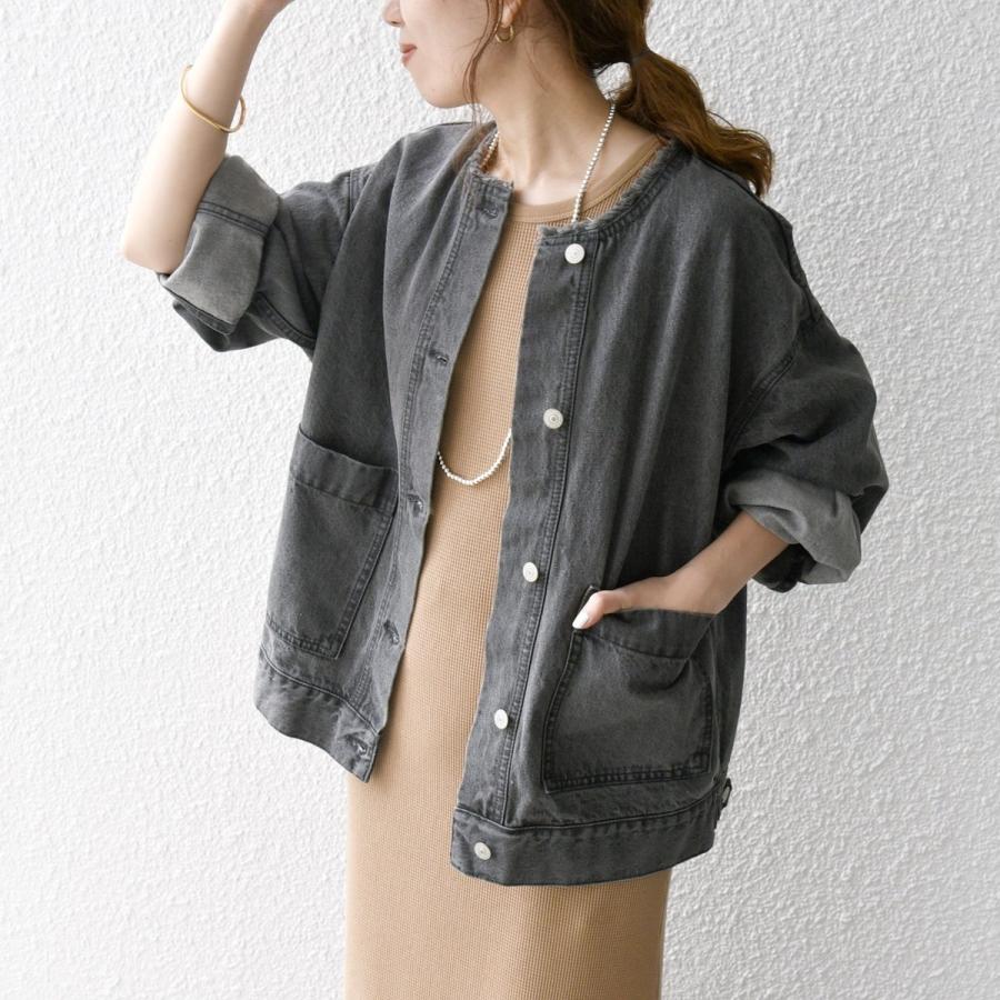 SHIPS any: ノーカラー デニム ブルゾン SHIPS｜SHIPS any: ノーカラー デニム ブルゾン[SHIPS any DENIM