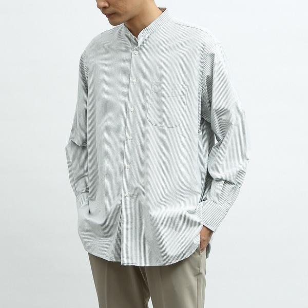 【Individualized shirts】別注 / ストライプ バンドカラー｜0101marui｜03